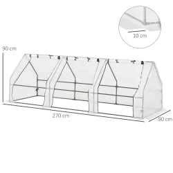 Invernadero de Exterior Invernadero de Jardín 270x90x90 cm Tipo Caseta con 3 Ventanas Marco de Acero y Cubierta ... - Ogal.Es