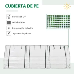 Invernadero de Exterior Invernadero de Jardín 270x90x90 cm Tipo Caseta con 3 Ventanas Marco de Acero y Cubierta ... - Ogal.Es