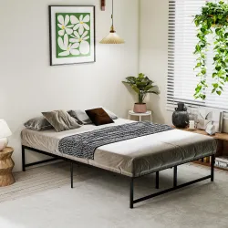Marco de Cama Doble 135x190 cm con Patas de 35 cm Estructura de Cama Matrimonio con Espacio Bajo de Almacenamien... - Ogal.Es