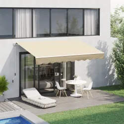 Toldo de Pared con Brazo Articulado y Manivela Marco Resistente de Aluminio y Cubierta de Poliéster 295x245 cm B... - Ogal.Es