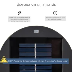 Linterna de Jardín de Ratán Sintético Farola Solar Exterior con Luces LED Encendido y Apagado Automático Imperme... - Ogal.Es