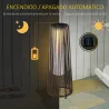Linterna de Jardín de Ratán Sintético Farola Solar Exterior con Luces LED Encendido y Apagado Automático Imperme... - Ogal.Es