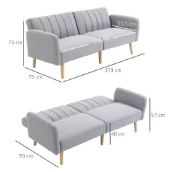 Sofá Cama de 3 Plazas Moderno 173x75x73 cm Sofá Cama Plegable Tapizado en Lino Sintético con Respaldo Ajustable ... - Ogal.Es