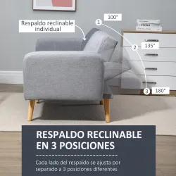 Sofá Cama de 3 Plazas Moderno 173x75x73 cm Sofá Cama Plegable Tapizado en Lino Sintético con Respaldo Ajustable ... - Ogal.Es