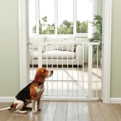 Barrera de Seguridad de Perros Extensible para Escaleras y Puertas 76-97 cm con 2 Extensiones de 7 cm Cierre Aut... - Ogal.Es