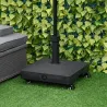 Base de Sombrilla con 4 Ruedas Bloqueables Soporte de Parasol Rellenable de Arena 18 kg o Agua 16 kg para Jardín... - Ogal.Es