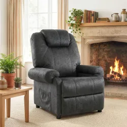 Sillón Relax Reclinable Manual Sillón Relax de Terciopelo con Reposabrazos Reposapiés Acolchado Grueso Negro - Ogal.Es