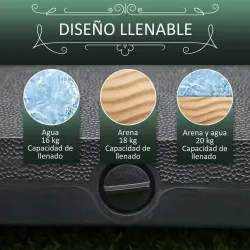 Base de Sombrilla con 4 Ruedas Bloqueables Soporte de Parasol Rellenable de Arena 18 kg o Agua 16 kg para Jardín... - Ogal.Es