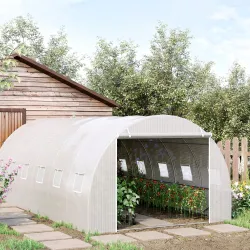 Invernadero de Túnel 6x3x2 m Invernadero de Jardín con Puerta Enrollable 12 Ventanas Cubierta de PE 140 g/m² y M... - Ogal.Es