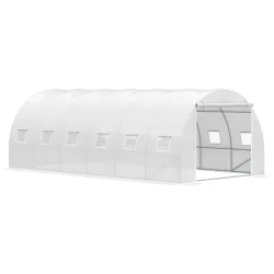 Invernadero de Túnel 6x3x2 m Invernadero de Jardín con Puerta Enrollable 12 Ventanas Cubierta de PE 140 g/m² y M... - Ogal.Es