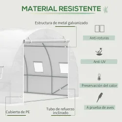 Invernadero de Túnel 6x3x2 m Invernadero de Jardín con Puerta Enrollable 12 Ventanas Cubierta de PE 140 g/m² y M... - Ogal.Es