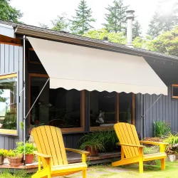 Toldo Manual Retráctil 4x1,2 m, Toldo Exterior Terraza Enrollable, Altura Ajustable 170-280 cm, con Manivela, An... - Ogal.Es