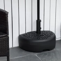 Base de Pared para Sombrilla Ø38/48 mm Soporte Semicircular de Parasol Rellenable de Arena 21 kg o Agua 18 kg Negro - Ogal.Es