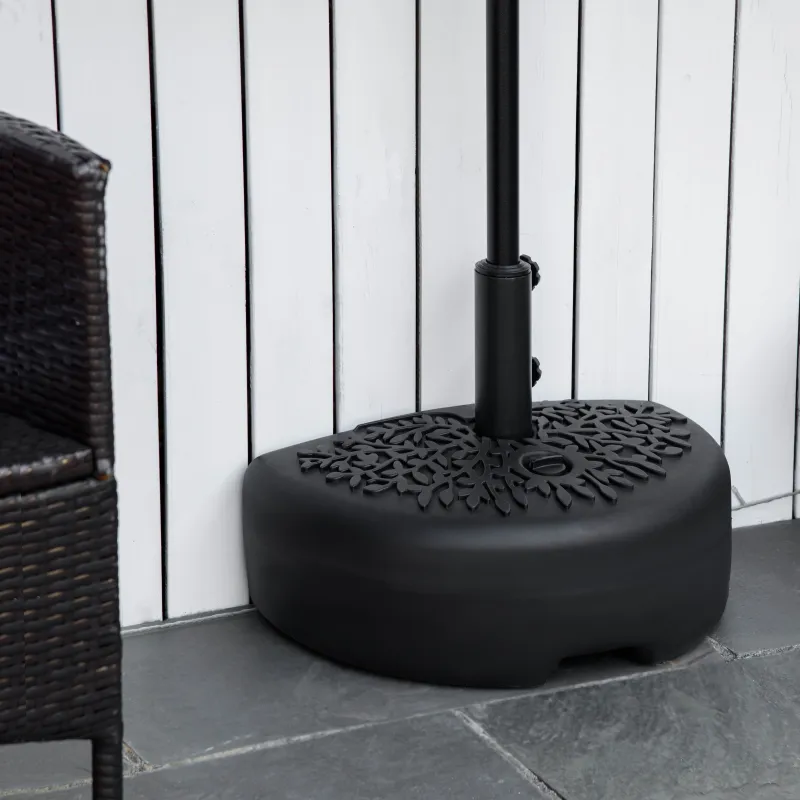 Base de Pared para Sombrilla Ø38/48 mm Soporte Semicircular de Parasol Rellenable de Arena 21 kg o Agua 18 kg Negro - Ogal.Es