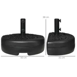 Base de Pared para Sombrilla Ø38/48 mm Soporte Semicircular de Parasol Rellenable de Arena 21 kg o Agua 18 kg Negro - Ogal.Es