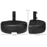 Base de Pared para Sombrilla Ø38/48 mm Soporte Semicircular de Parasol Rellenable de Arena 21 kg o Agua 18 kg Negro - Ogal.Es