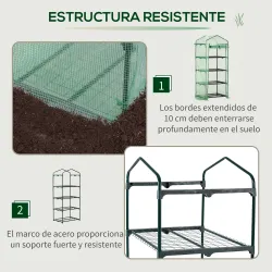 Invernadero de Exterior con 4 Estantes, Invernadero Pequeño con Puerta Enrollable, Marco de Acero y Cubierta de ... - Ogal.Es