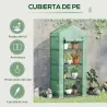 Invernadero de Exterior con 4 Estantes, Invernadero Pequeño con Puerta Enrollable, Marco de Acero y Cubierta de ... - Ogal.Es