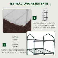 Invernadero de Exterior con 4 Estantes, Invernadero Pequeño con Puerta Enrollable, Marco de Acero y Cubierta de ... - Ogal.Es