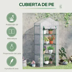 Invernadero de Exterior con 4 Estantes, Invernadero Pequeño con Puerta Enrollable, Marco de Acero y Cubierta de ... - Ogal.Es