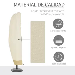 Funda para Sombrilla de Jardín Funda para Parasol Impermeable Tela Oxford 600D Cubierta de Parasol con Cremaller... - Ogal.Es