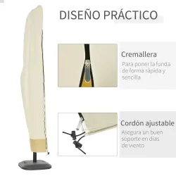Funda para Sombrilla de Jardín Funda para Parasol Impermeable Tela Oxford 600D Cubierta de Parasol con Cremaller... - Ogal.Es