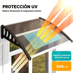 Marquesinas Exterior para Puertas y Ventanas, 103x96,5 cm, Tejadillo de Protección contra Sol y Lluvia, con Cubi... - Ogal.Es