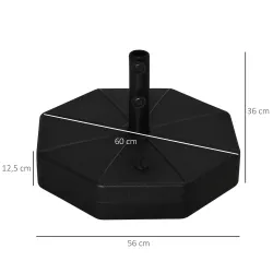 Base de Sombrilla Rellenable de Agua 28 kg o Arena 40 kg Soporte de Parasol Octagonal Apto para Postes de 38mm 4... - Ogal.Es