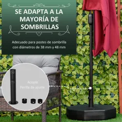 Base de Sombrilla Rellenable de Agua 28 kg o Arena 40 kg Soporte de Parasol Octagonal Apto para Postes de 38mm 4... - Ogal.Es