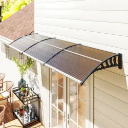 Marquesina Exterior para Puertas y Ventanas 303x96x27 cm con Regleta de Aleación de Aluminio PP Policarbonato Ma... - Ogal.Es