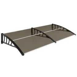 Marquesinas Exterior para Puertas y Ventanas 200x96 cm con Regleta de Aleación de Aluminio PP Policarbonato Marrón - Ogal.Es