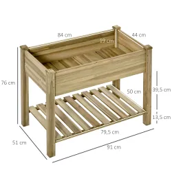 Huerto Urbano de Madera con Estante Mesa de Cultivo Rectangular con Orificios de Drenaje para Cultivos Plantas J... - Ogal.Es