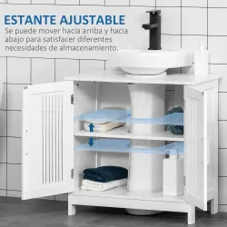 Mueble para Debajo del Lavabo Armario Baño de Suelo de Madera con 2 Puertas Ventiladas y Estante Ajustable Inter... - Ogal.Es