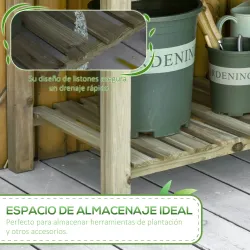 Huerto Urbano de Madera con Estante Mesa de Cultivo Rectangular con Orificios de Drenaje para Cultivos Plantas J... - Ogal.Es