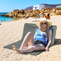 Set de 2 Esterillas de Playa Plegables 124x53x35-45 cm con Respaldo Ajustable 5 Niveles y Reposacabezas Esteras ... - Ogal.Es