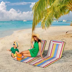 Set de 2 Esterillas de Playa Plegables 124x53x35-45 cm con Respaldo Ajustable 5 Niveles y Reposacabezas Esteras ... - Ogal.Es