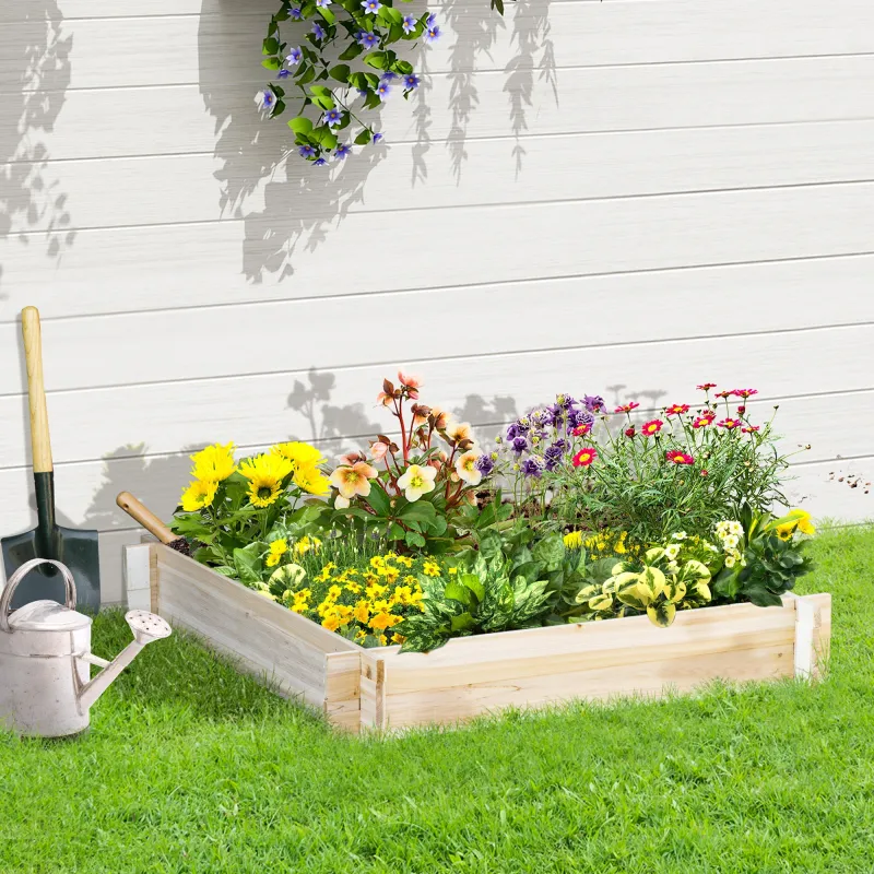 Huerto Urbano Arriate de Madera de Jardín Cuadrada Jardinera Macetero para Cultivos Plantas Flores Hierbas Terra... - Ogal.Es