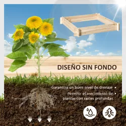 Huerto Urbano Arriate de Madera de Jardín Cuadrada Jardinera Macetero para Cultivos Plantas Flores Hierbas Terra... - Ogal.Es