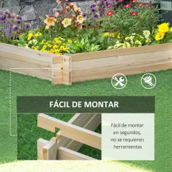 Huerto Urbano Arriate de Madera de Jardín Cuadrada Jardinera Macetero para Cultivos Plantas Flores Hierbas Terra... - Ogal.Es