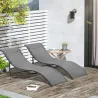 2 Tumbonas Plegables con Marco de Aluminio en Forma de S Carga de 120 kg para Piscina Terraza 165x61x63 cm Gris ... - Ogal.Es