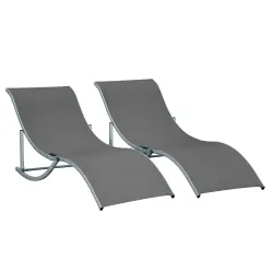 2 Tumbonas Plegables con Marco de Aluminio en Forma de S Carga de 120 kg para Piscina Terraza 165x61x63 cm Gris ... - Ogal.Es