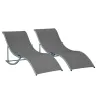 2 Tumbonas Plegables con Marco de Aluminio en Forma de S Carga de 120 kg para Piscina Terraza 165x61x63 cm Gris ... - Ogal.Es