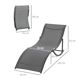 2 Tumbonas Plegables con Marco de Aluminio en Forma de S Carga de 120 kg para Piscina Terraza 165x61x63 cm Gris ... - Ogal.Es
