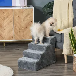 Escalera para Perros de 4 Peldaños Escalera para Mascotas con Funda Extraíble y Lavable para Cama Sofá 60x35x44 ... - Ogal.Es