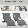 2 Tumbonas Plegables con Marco de Aluminio en Forma de S Carga de 120 kg para Piscina Terraza 165x61x63 cm Gris ... - Ogal.Es