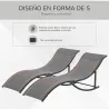 2 Tumbonas Plegables con Marco de Aluminio en Forma de S Carga de 120 kg para Piscina Terraza 165x61x63 cm Gris ... - Ogal.Es