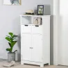Armario de Baño con 2 Puertas Estante Ajustable 2 Cajones y Compartimento Abierto Mueble Auxiliar de Almacenaje ... - Ogal.Es