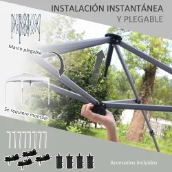 Cenador de Jardín 2,5x2,5x2,7 m con Altura Ajustable Anti-UV Impermeable 4 Bolsas de Arena y Bolsa de Transporte... - Ogal.Es
