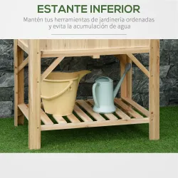 Huerto Urbano de Madera 78,5x58x81 cm Mesa de Cultivo con 6 Compartimentos y Estante Inferior para Plantas Flor... - Ogal.Es