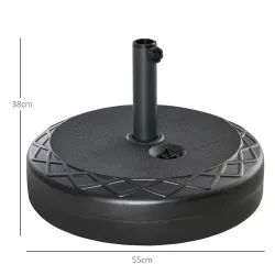 Base de Sombrilla Rellenable de Agua 30 kg Soporte de Parasol Redondo Apto para Postes de 38mm 48 mm Metal y Plá... - Ogal.Es